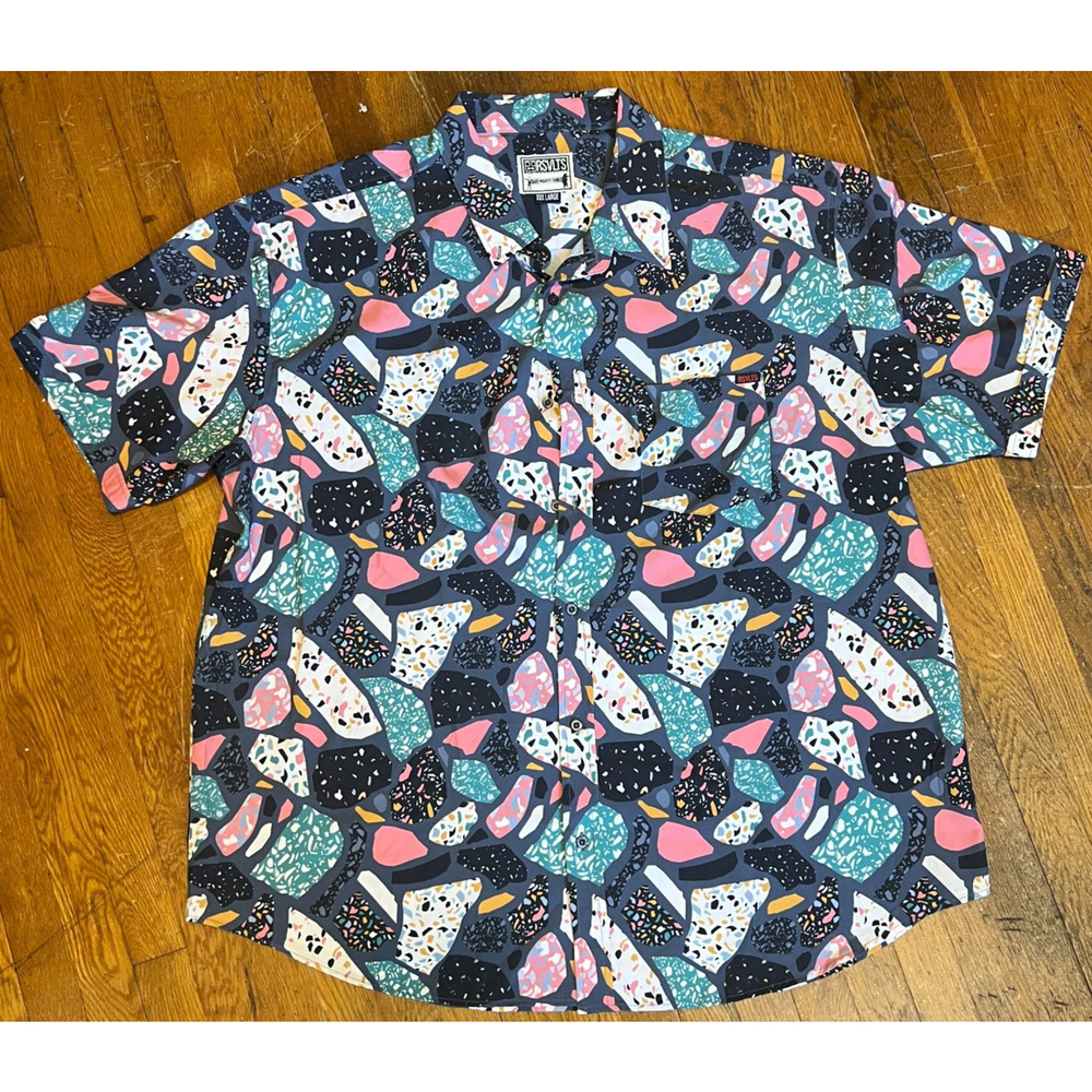 RSVLTS Men’s 3XL Short Sleeve Button Up Shirt Abstract Geometric Print